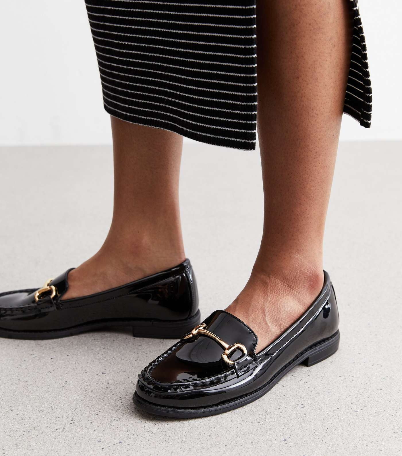 Black Patent Snaffle Trim Loafers Image 2