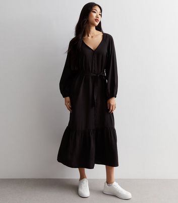 Black belted 2025 maxi dress