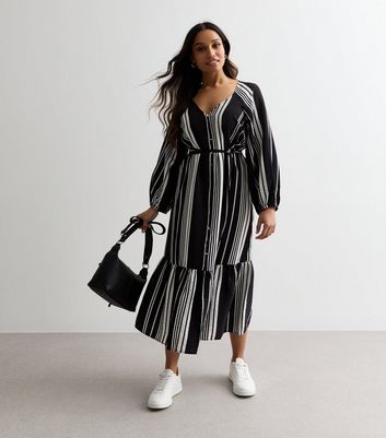 Black white striped maxi dress best sale