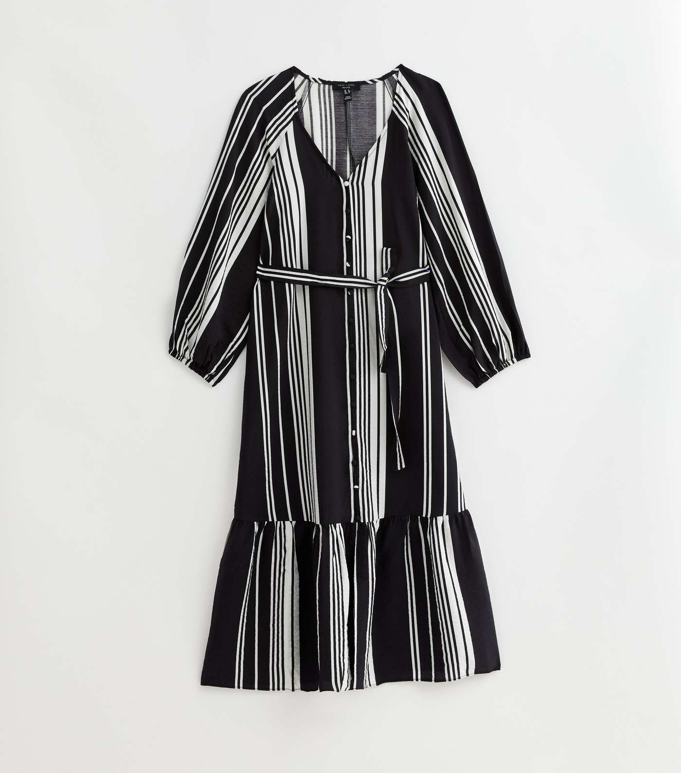 Petite Black Stripe Belted Maxi Dress Image 5