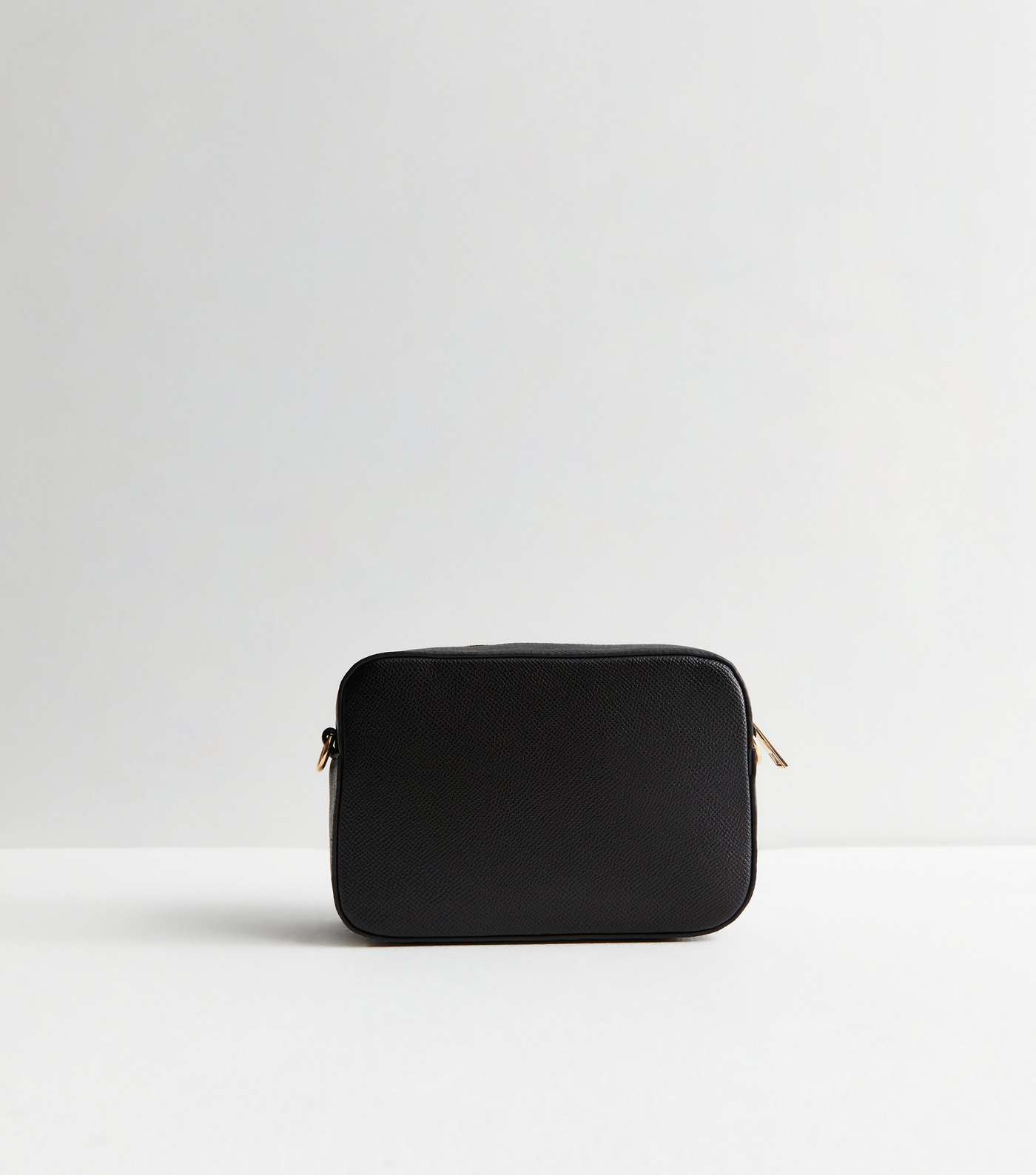 Black Leather-Look Embossed Mini Camera Cross Body Bag Image 4