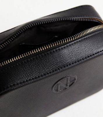 Black Leather-Look Embossed Mini Camera Cross Body Bag New Look Vegan