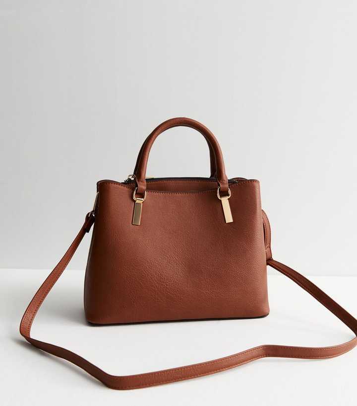 Tan Leather-Look Shoulder Bag