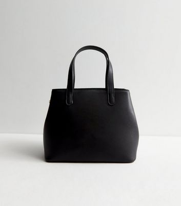 Black Suedette Pocket Front Midi Tote Bag New Look