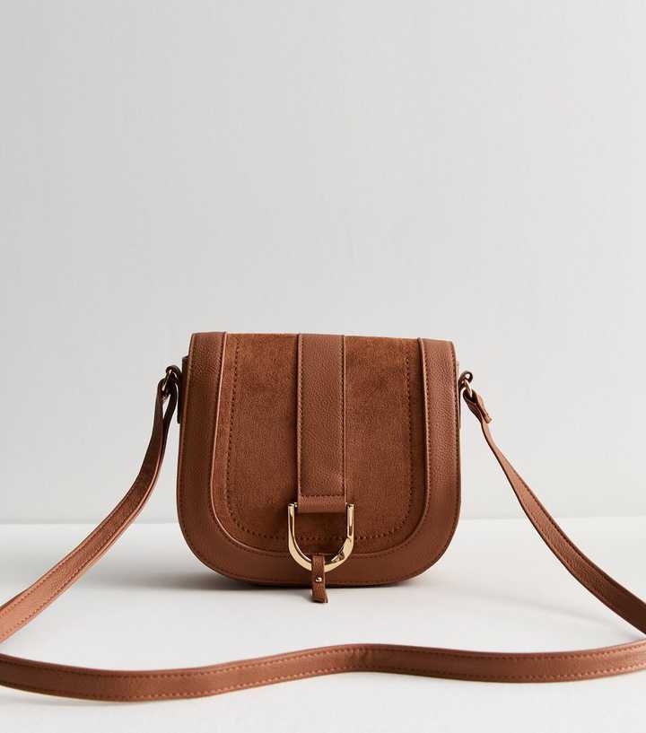 Tan Suedette Saddle Cross-Body Bag