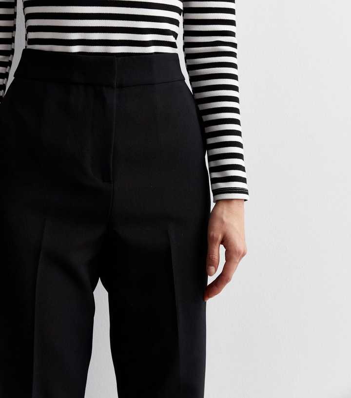 long leg slim fit black trousers