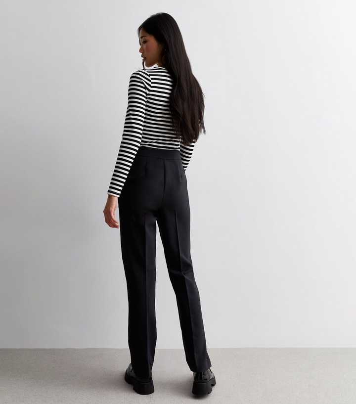 long leg slim fit black trousers