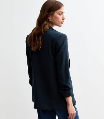 Navy ruched hot sale sleeve blazer