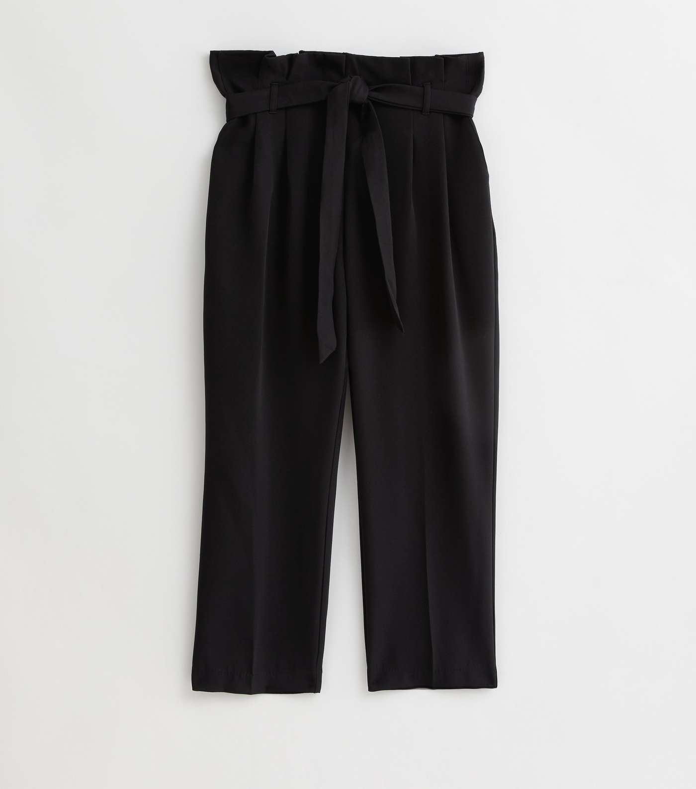 Petite Black High Waist Paperbag Trousers Image 5