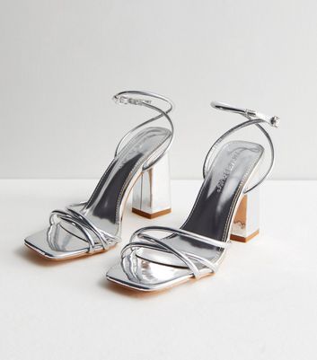 Dark silver sandal store heels