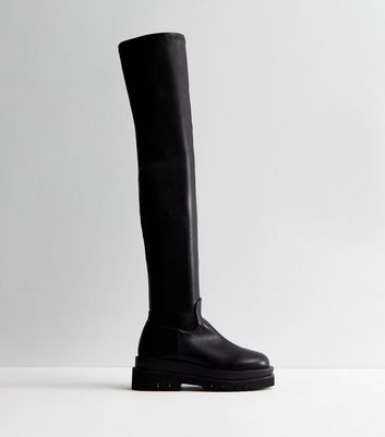 Stretch leather thigh high cheap boots