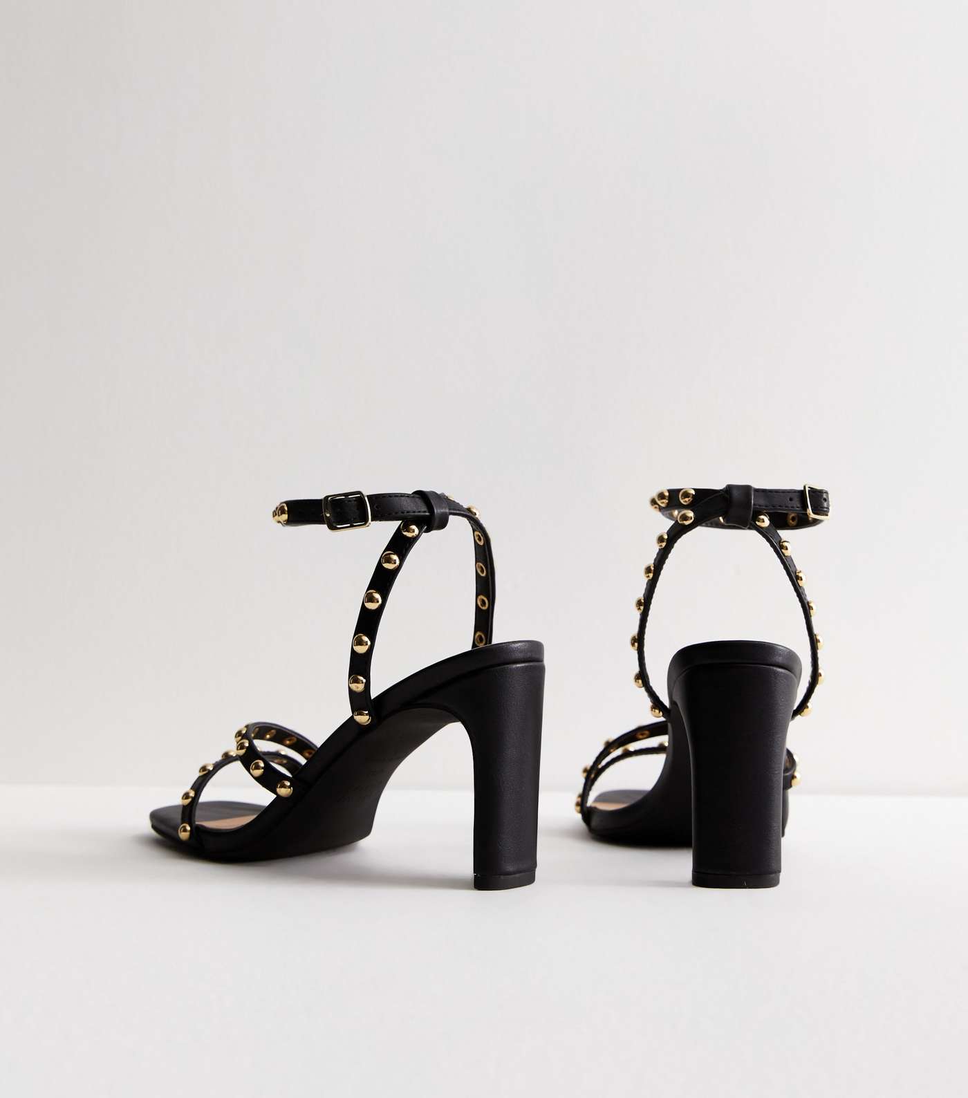Black Stud Embellished Block Heel Sandals Image 5