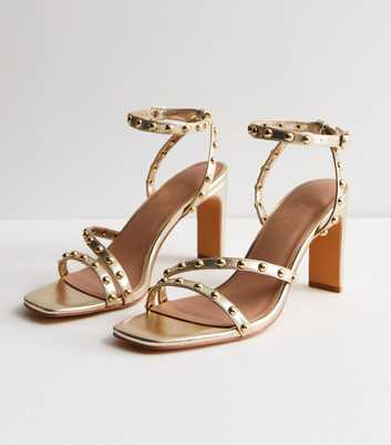 Gold Stud Embellished Block Heel Sandals
