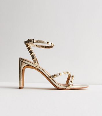 Gold studded sale heeled sandals