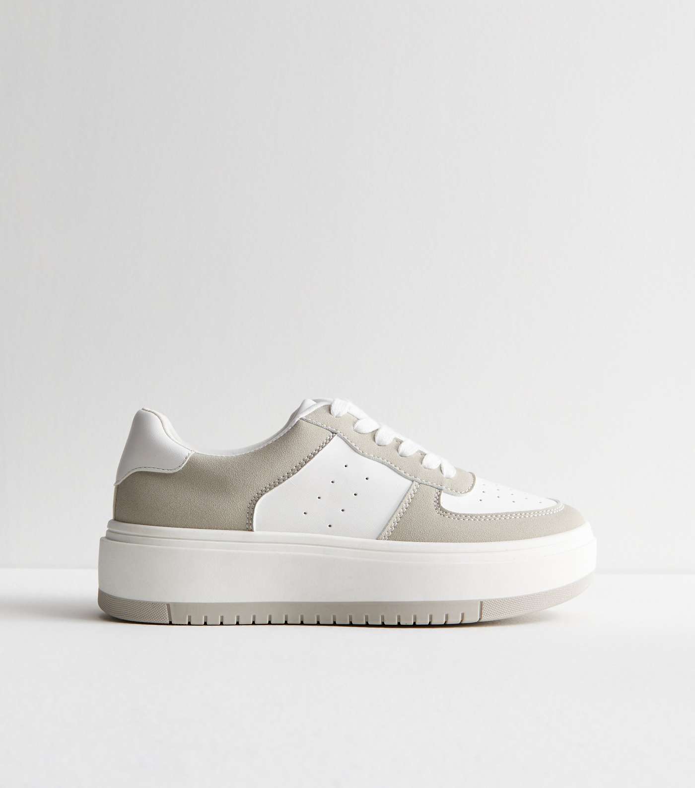 White Double Sole Trainers Image 3