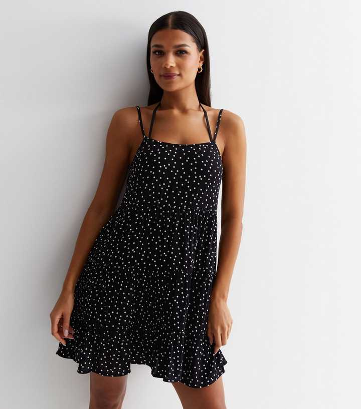 Black Spot Tiered Mini Beach Dress
