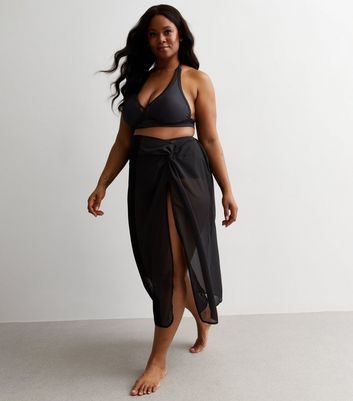 Curves Black Longline Sarong New Look