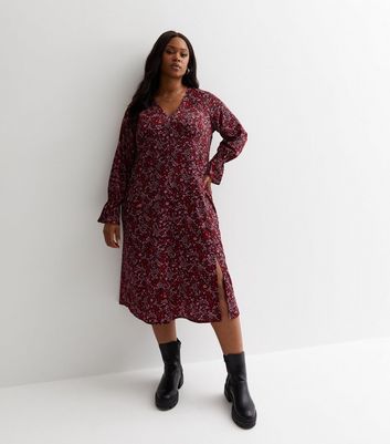 Curves Pink Floral Ditsy Midaxi Dress New Look