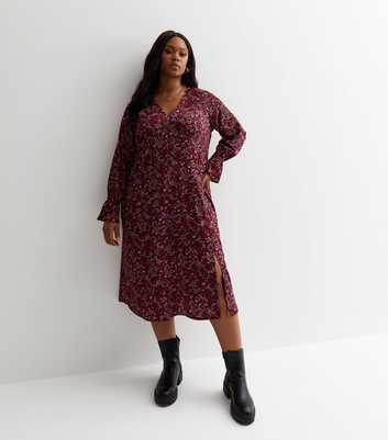 Curves Pink Floral Ditsy Midaxi Dress
