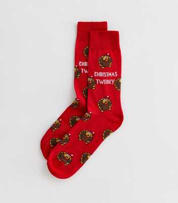 Red Christmas Twerky Logo Socks 