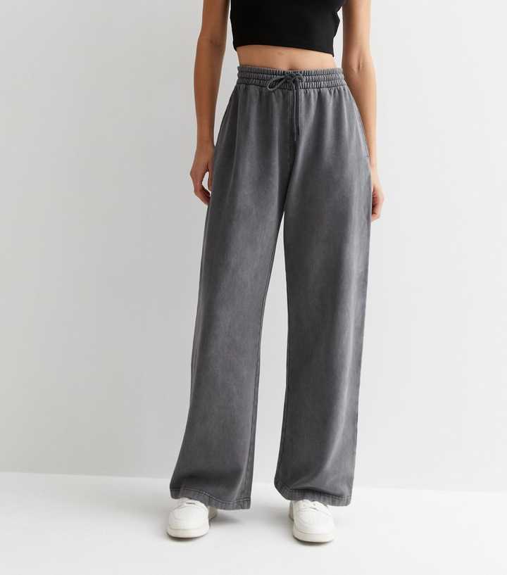 Tall Washed Charcoal High Waisted Flared Sweatpants
