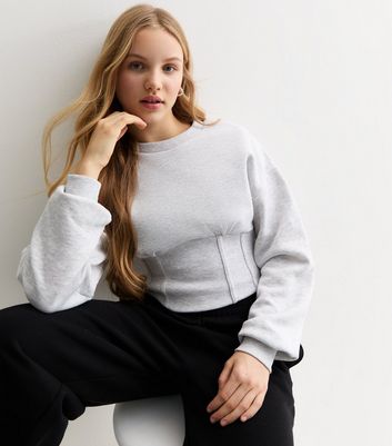 Girls Grey Seam Front Sweatshirt