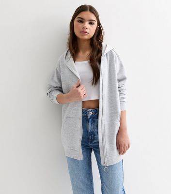 Girls grey shop zip up hoodie