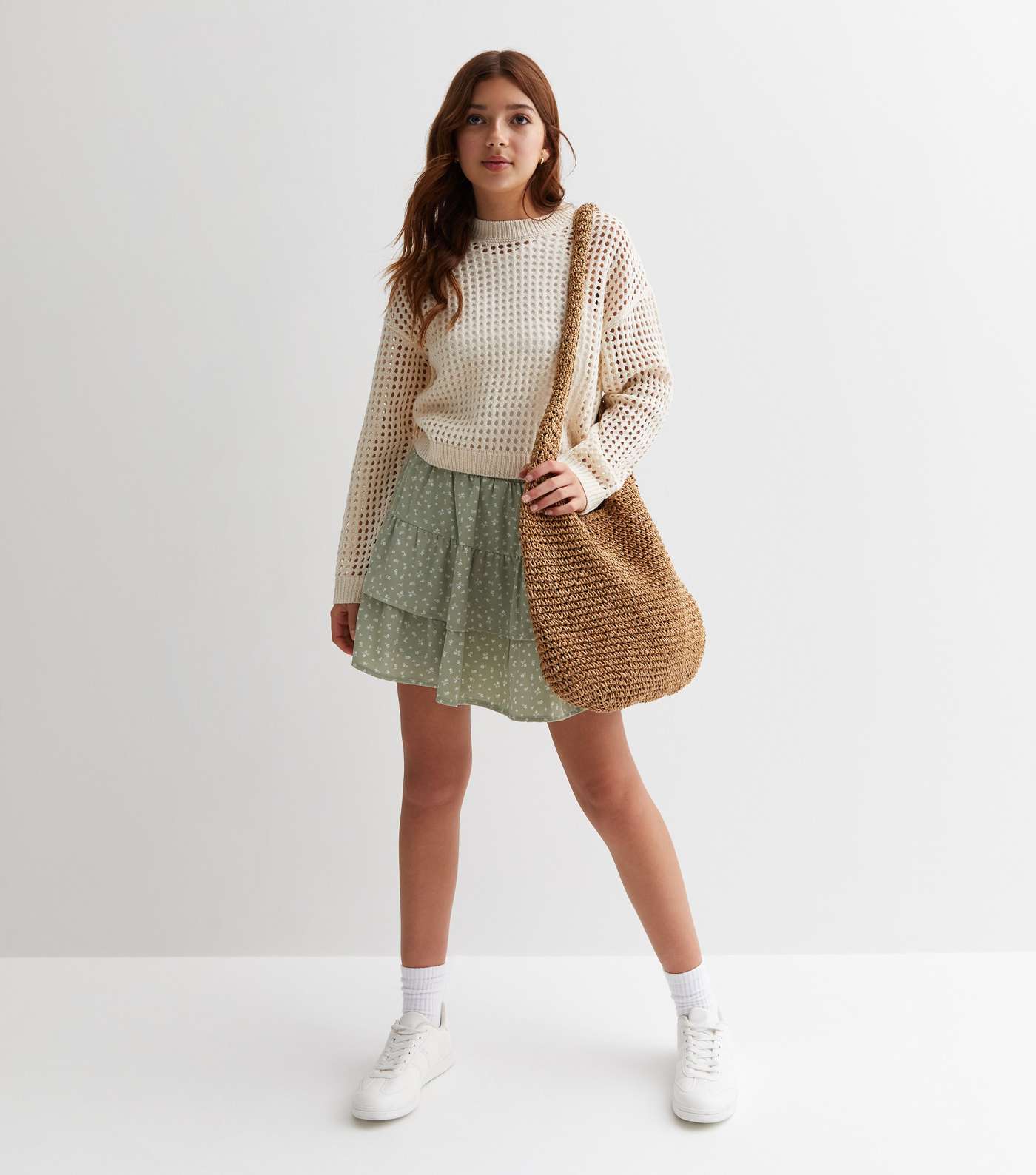 Girls Cream Open Knit Jumper | New Look