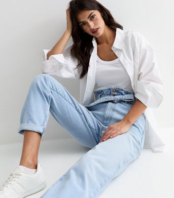 Pale Blue Dayna Paperbag Jeans New Look