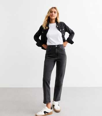 Washed Black Hannah Ankle Grazer Straight Leg Jeans