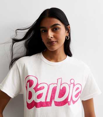 White Cotton Barbie Oversized Logo T-Shirt