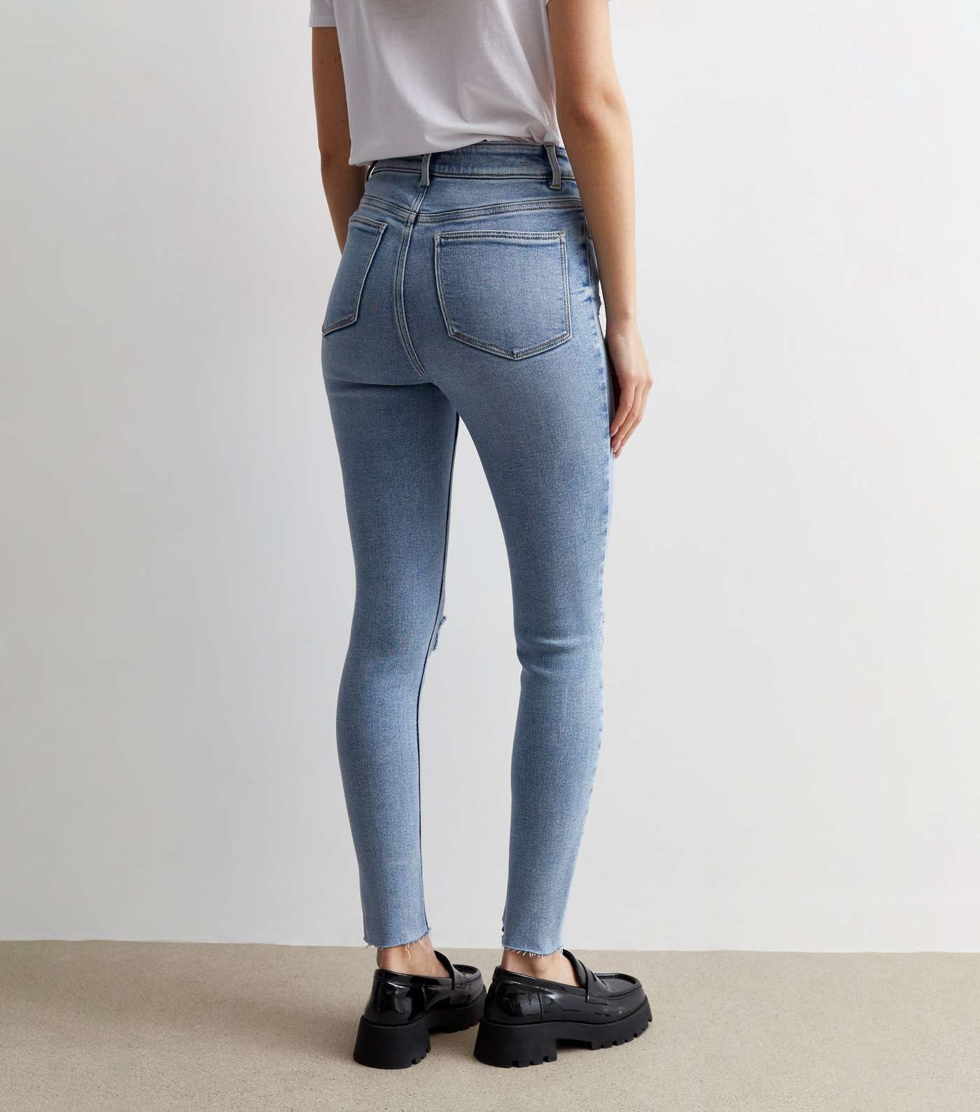 Pale Blue Ripped Knee Hallie Super Skinny Jeans Image 4