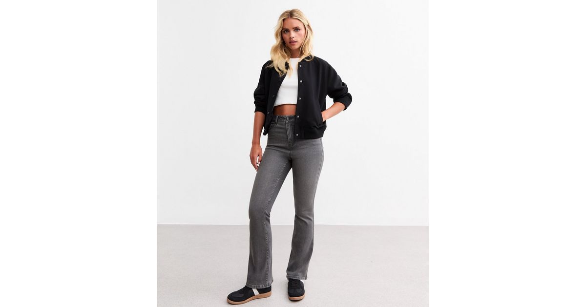 Petite Grey Waist Enhance Quinn Bootcut Jeans New Look