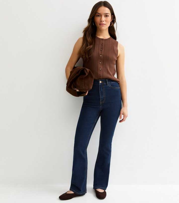 Petite Navy Waist Enhance Quinn Bootcut Jeans
