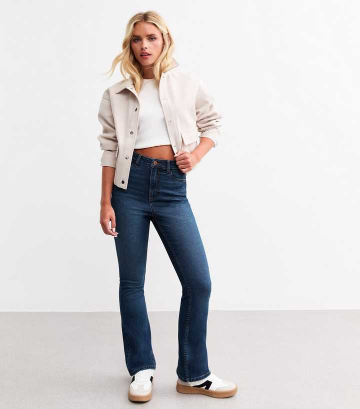 Petite Blue Waist Enhance Quinn Bootcut Jeans