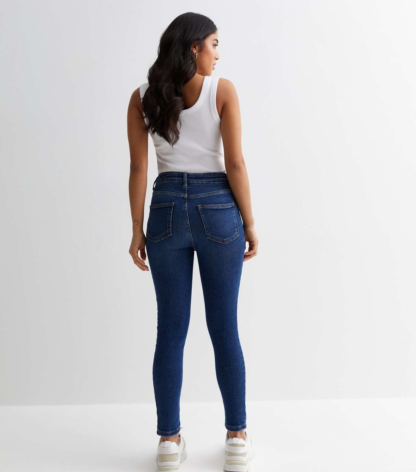 Petite Blue High Waist Hallie Super Skinny Jeans Image 5