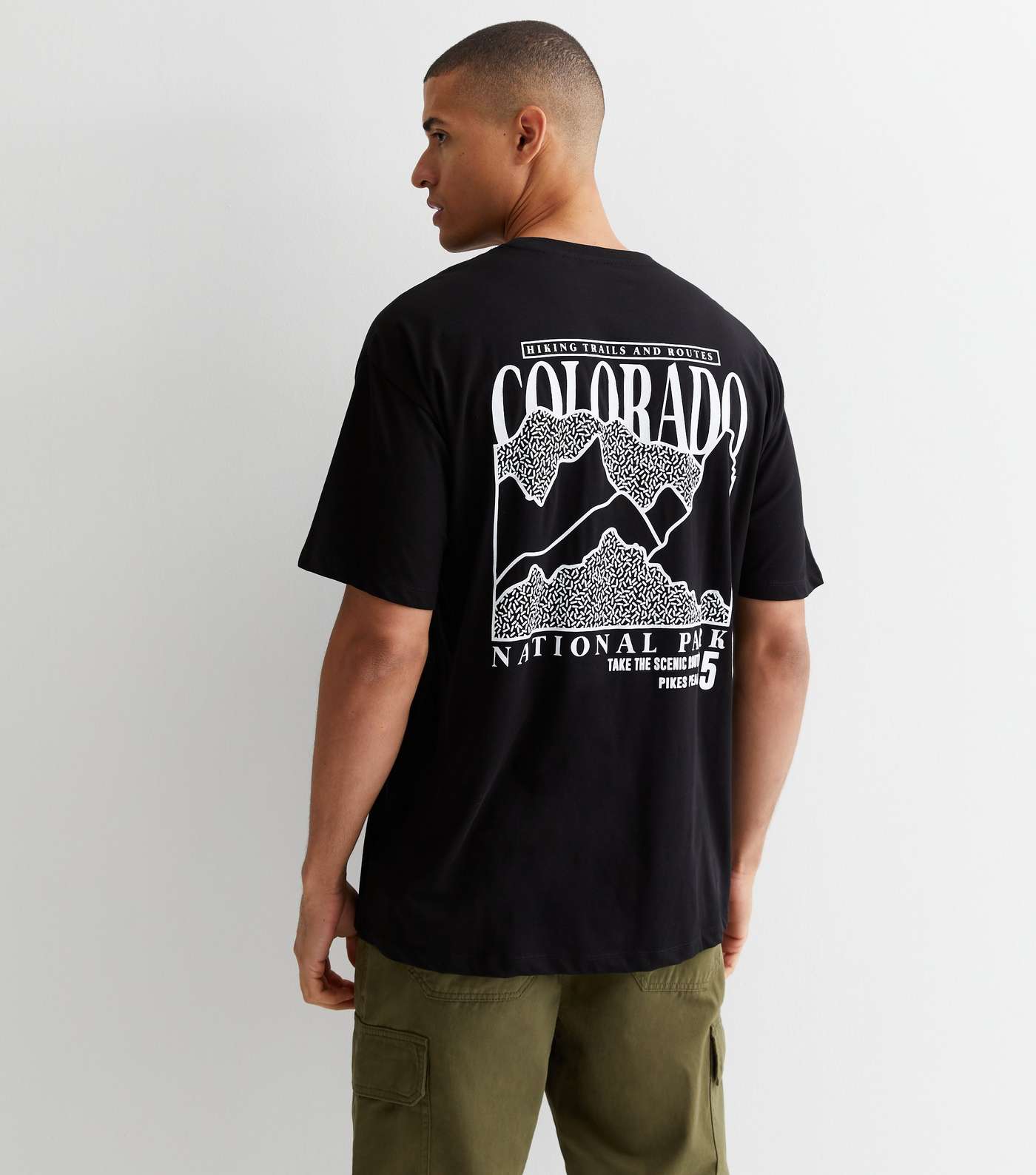 Black Cotton Colorado Front and Back Logo Oversized T-Shirt Image 4