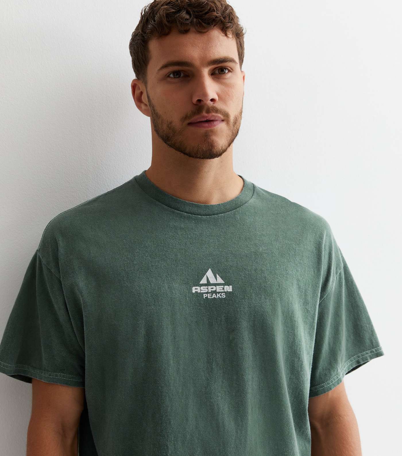 Dark Green Cotton Aspen Peaks Logo T-Shirt Image 3