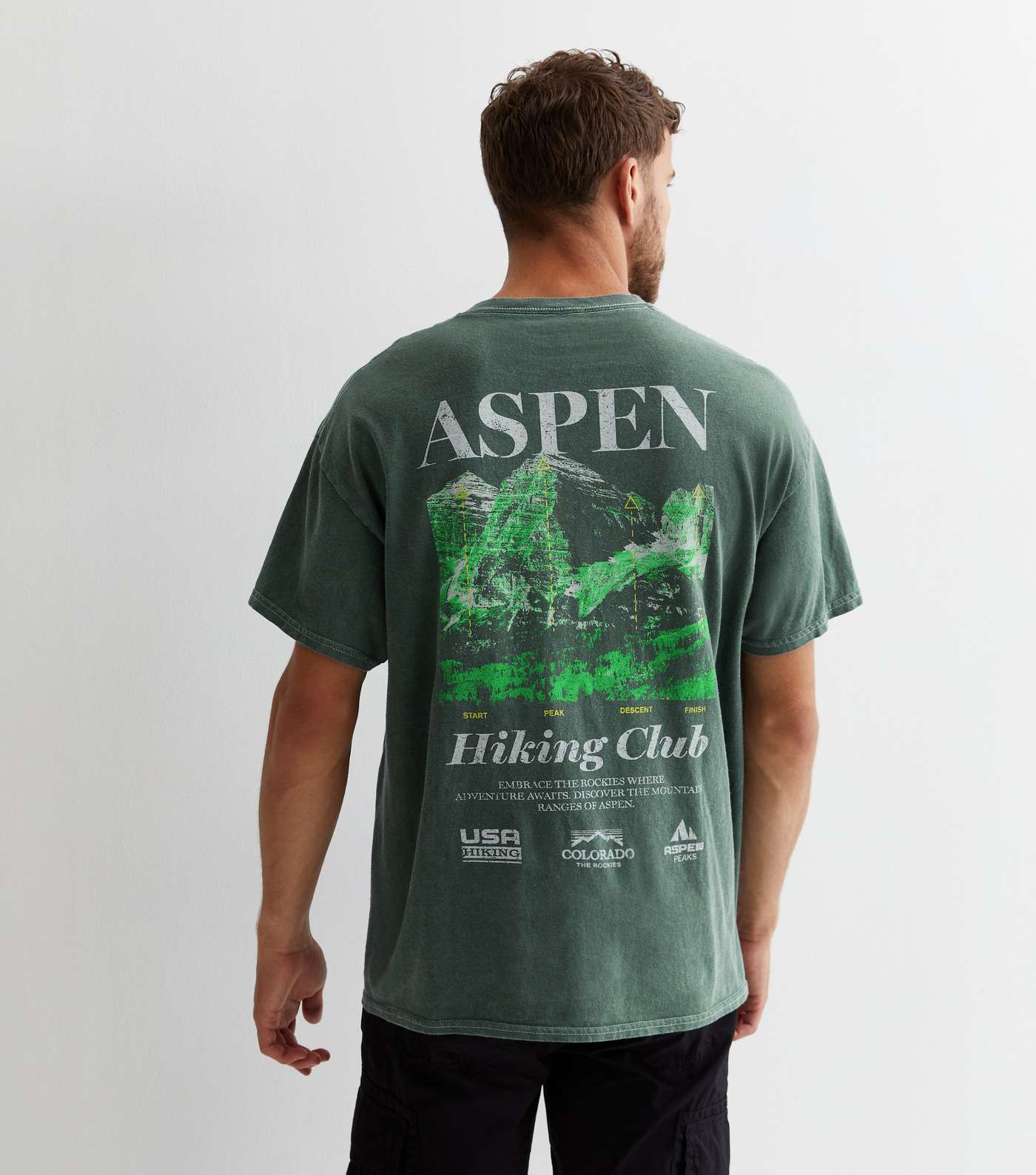 Dark Green Cotton Aspen Peaks Logo T-Shirt Image 5