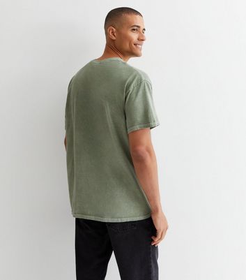 Men's Khaki Cotton Copenhagen Logo Relaxed Fit T-Shirt New Look