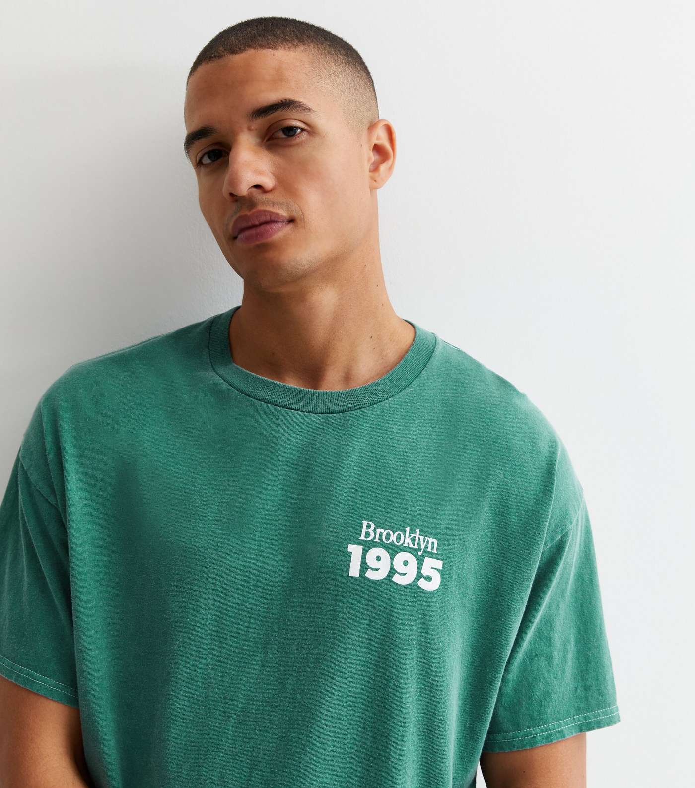 Green Brooklyn Print Relaxed Fit Cotton T-Shirt Image 2