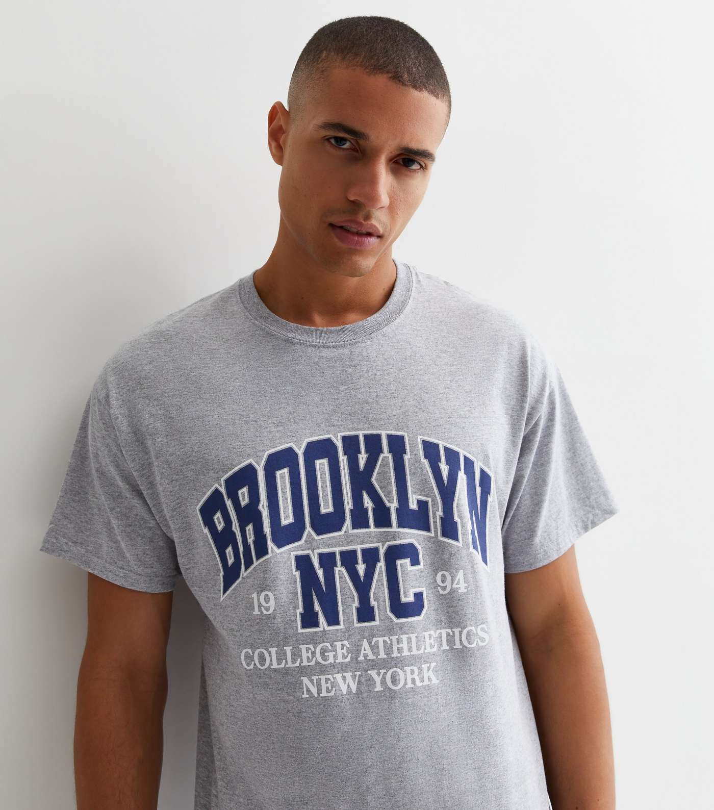 Grey Marl Brooklyn Logo T-Shirt Image 2