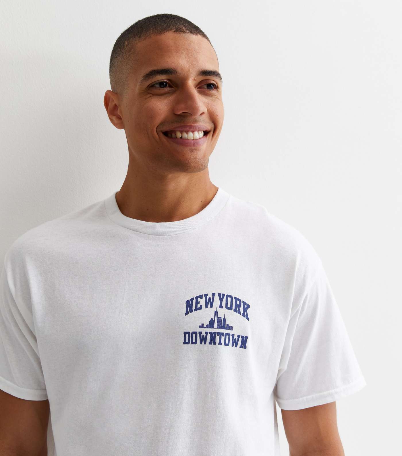 White Cotton NY Downtown Front and Back Logo T-Shirt Image 2