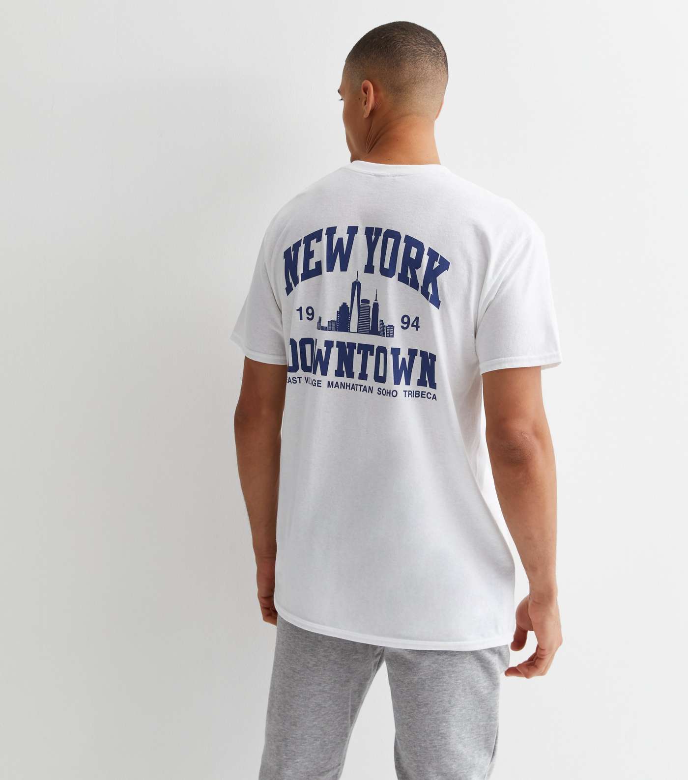 White Cotton NY Downtown Front and Back Logo T-Shirt Image 4