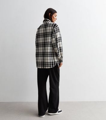 White Check Shacket New Look