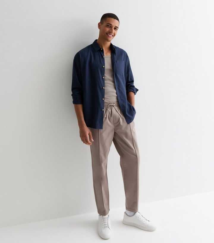 Brown Relaxed Smart Woven Pintuck Joggers