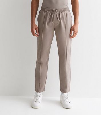 Brown Relaxed Smart Woven Pintuck Joggers New Look