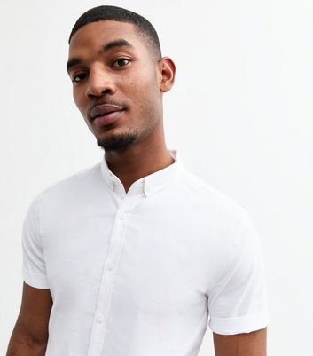 White Slim Short Sleeve Oxford Shirt New Look