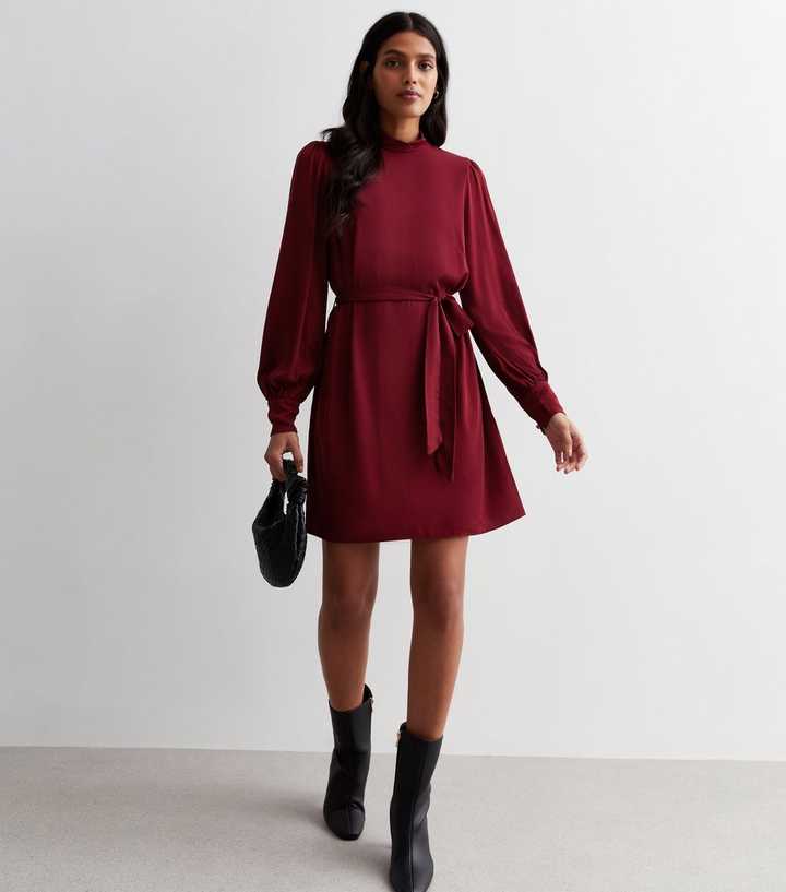 chinese dress ladies Women's No Better Time Burgundy Ribbed Knit Sweater Mini Dress | Size: L