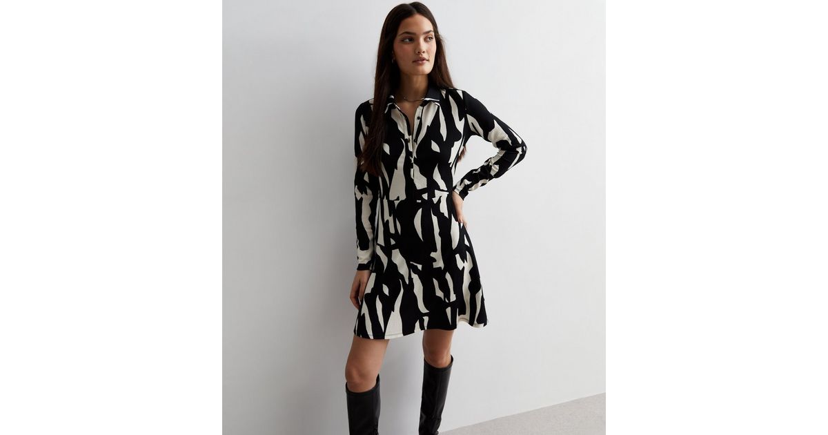 Abstract Crinkle Shirtdress, Multi